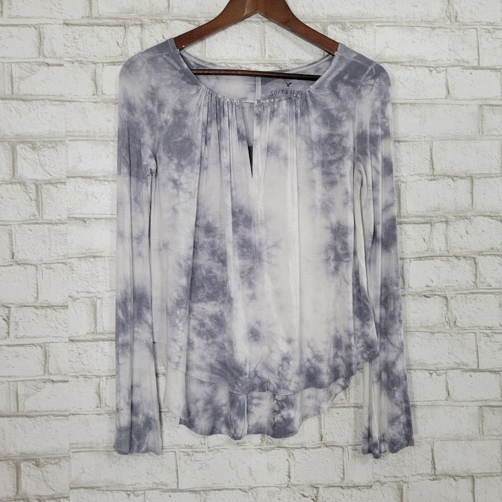 AEO soft & sexy tie-dye open front shirt